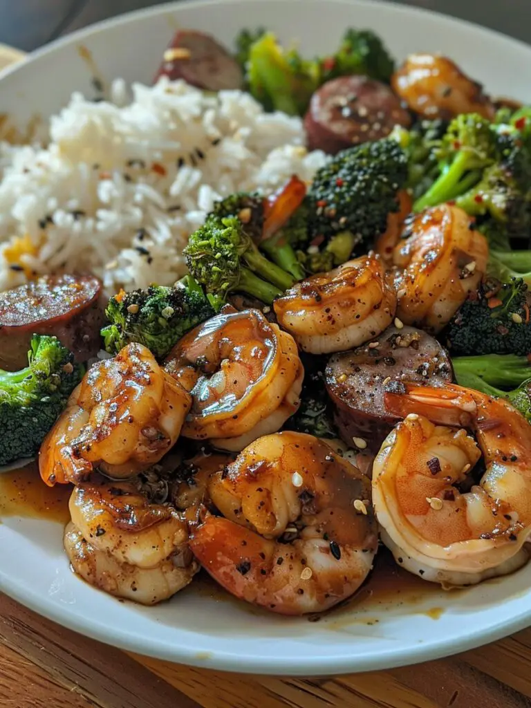 Honey Garlic Shrimp, Sausage & Broccoli